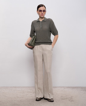 Peserico Зелений ажурний топ з коміром поло S99120F0509110