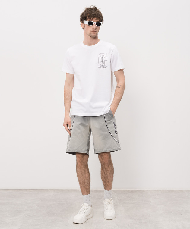 Off-White Белая футболка с принтом эмблемы Double Arrow 44MAA027S26J003 изображение 2