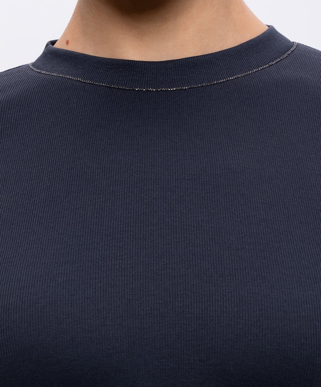 Brunello Cucinelli Синий лонгслив с цепочкой мониль MPTC8BJ300 изображение 5