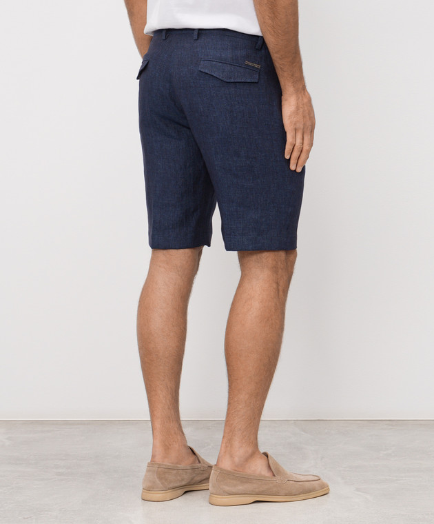 Stefano Ricci Синие шорты из льна M1T6100300L0005Q изображение 4