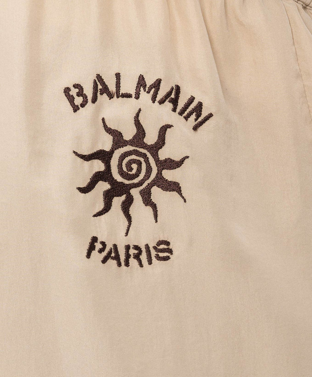 Balmain Бежеві шорти із шовку з вишивкою GH0PA145SF45 зображення 5