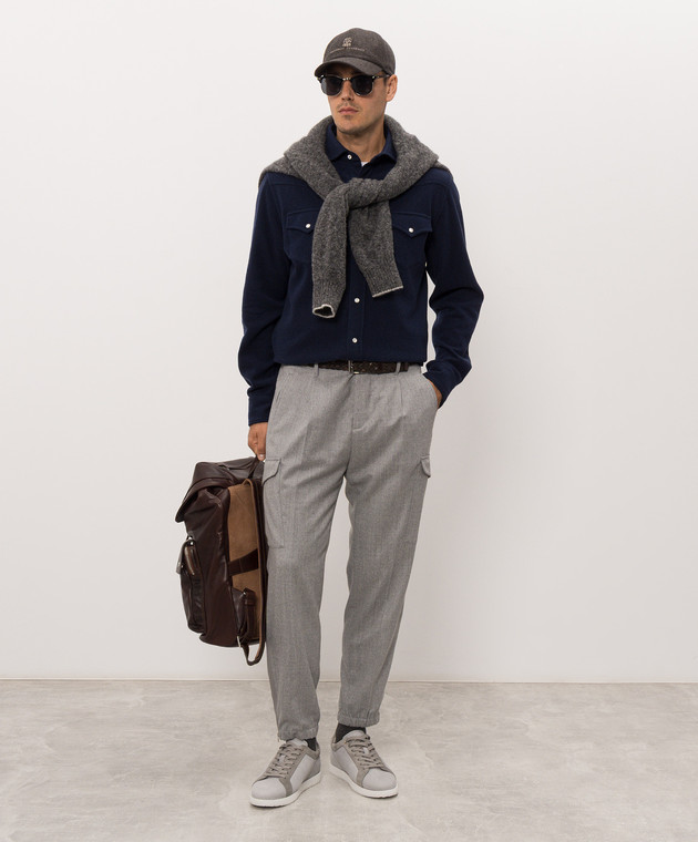 Brunello Cucinelli Рубашка синего цвета с кашемиром MM840KC01 изображение 2