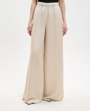 Max Mara Бежевые палаццо MORO из льна и шелка MXMORO