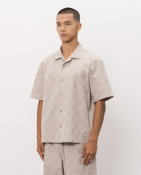 Off-White Бежева сорочка у візерунок емблеми 44MGG01QF26F004