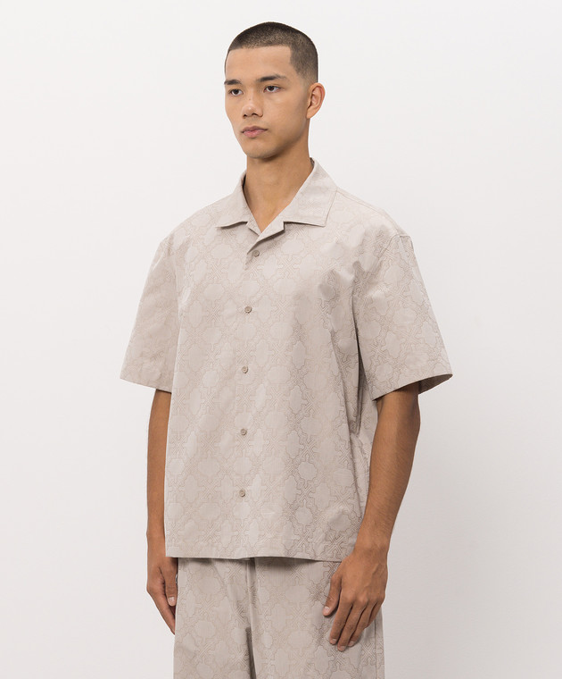 Off-White Бежевая рубашка в логотип шаблон 44MGG01QF26F004 изображение 3