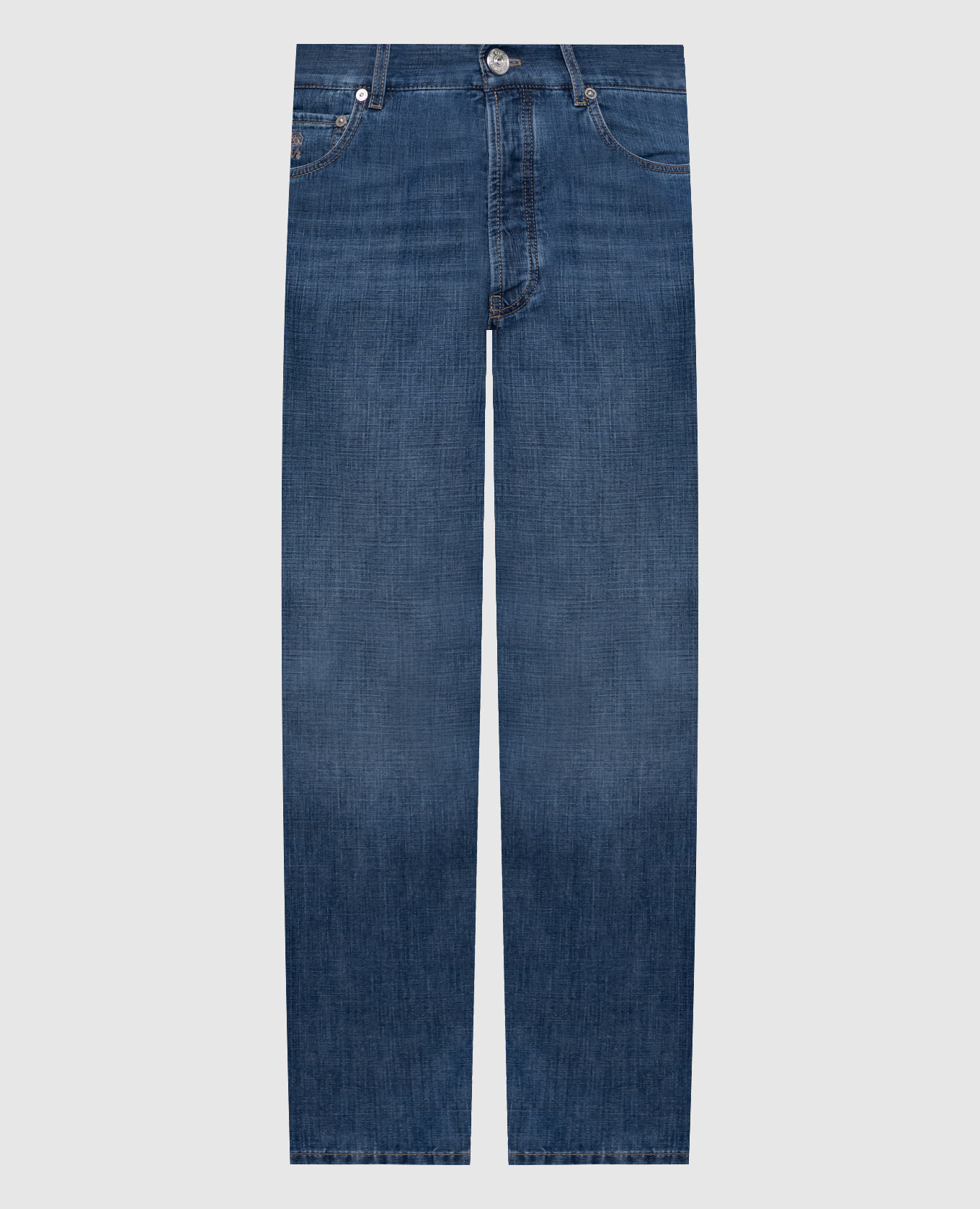 Синие джинсы с вышивкой эмблемы