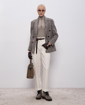 Brunello Cucinelli Бежевый джемпер с кашемиром и шелком M41844604