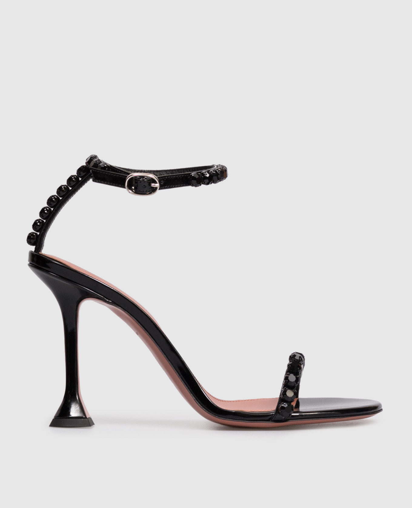 

Черные кожаные лакированные босоножки Gigi с кристаллами, Черный, Босоножки