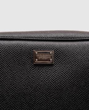 Dolce&Gabbana Чорний шкіряний несесер з металевою пластиною BT3310A0701
