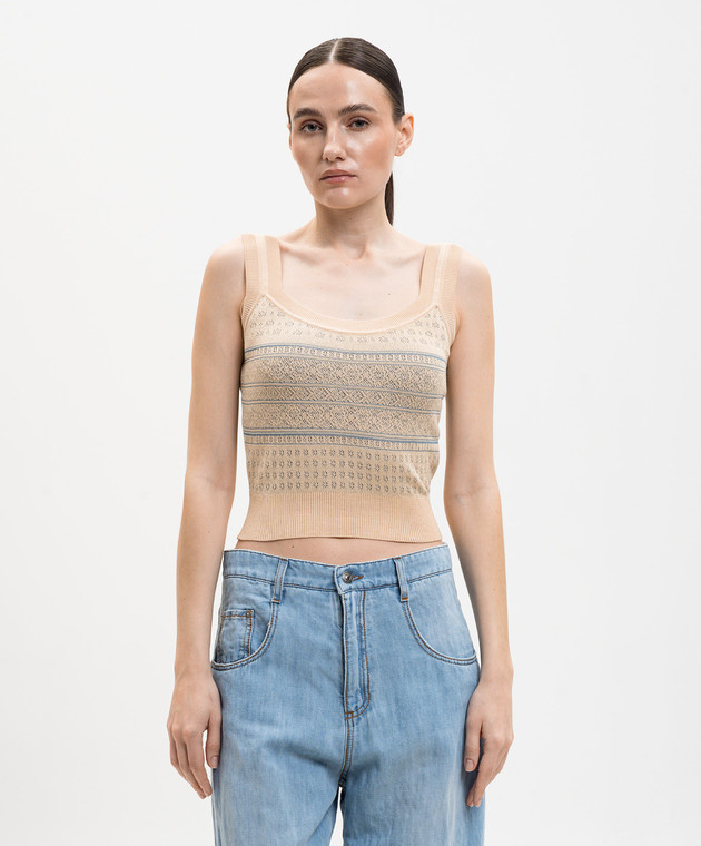 Ermanno Scervino Бежевый топ с шелком D485L761LWK изображение 3