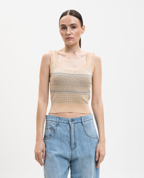 Ermanno Scervino Бежевий топ з шовком D485L761LWK