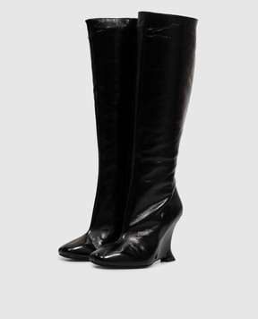Balmain Чорні шкіряні лаковані чоботи HN0TA305LMSI