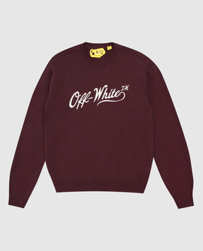 Off-White Детский бордовый свитер с шерстью 44GHE002F26K002