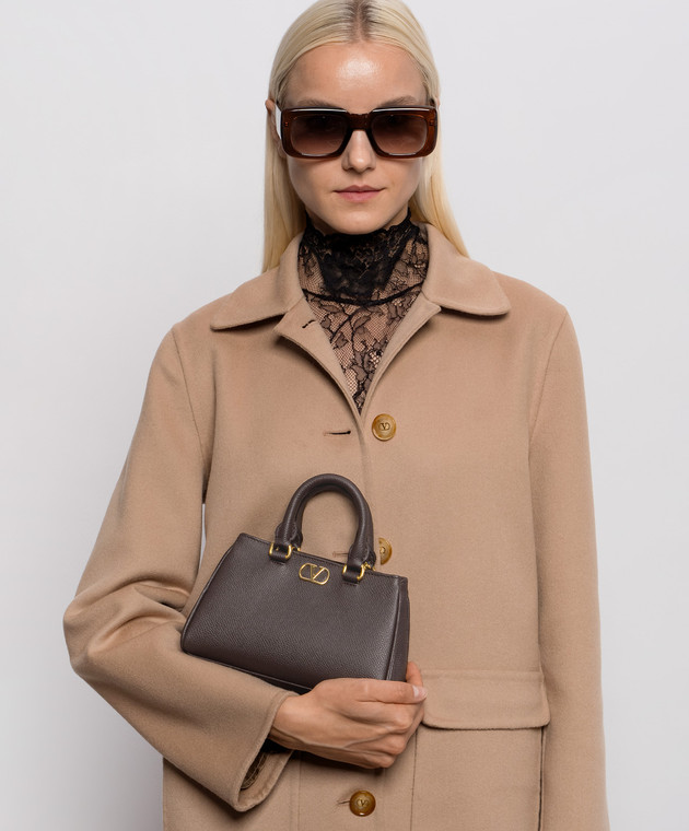 Valentino Коричневая кожаная сумка-мини VLogo 9W2P0BA9SNP изображение 2