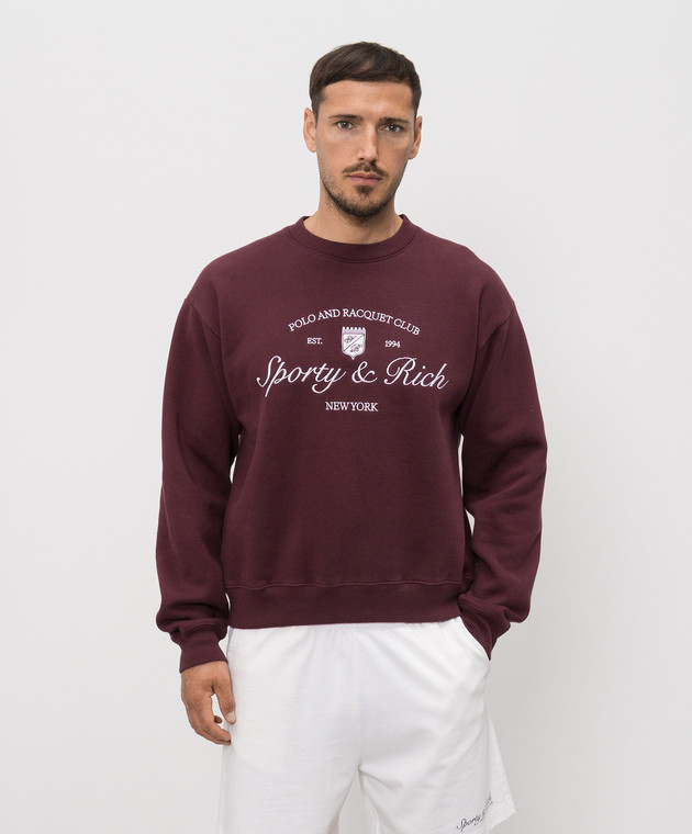 Sporty & Rich Бордовий світшот з вишивкою логотипа ST09875412RE02 зображення 3