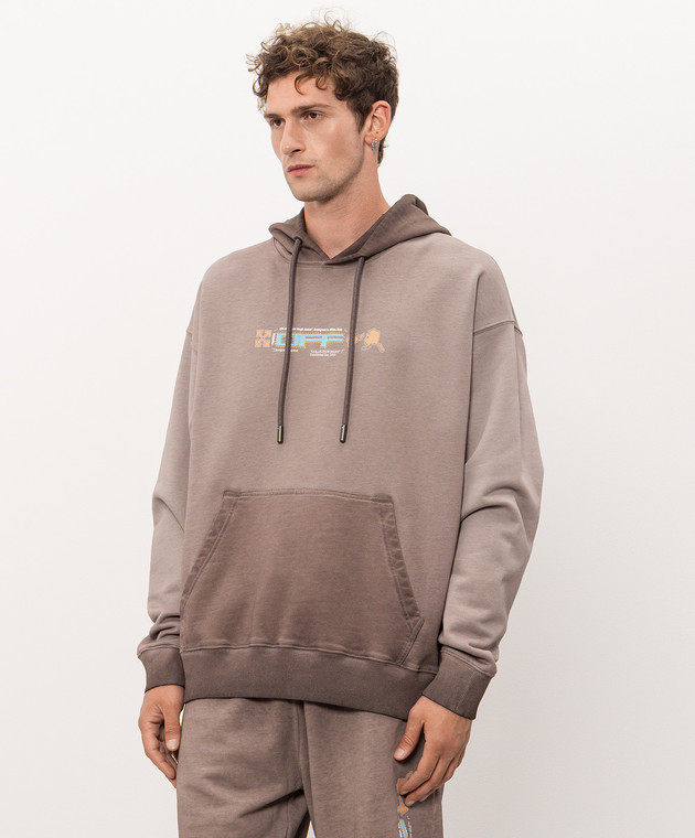 Off-White Коричневые худи Archi Geograpy Arrow 44MBB085F26F003 изображение 3