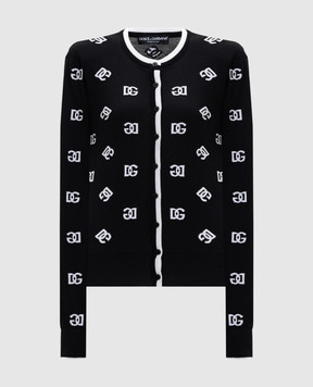Dolce&Gabbana Чорний кардиган з вовни у візерунок DG FXH33TJBVU3