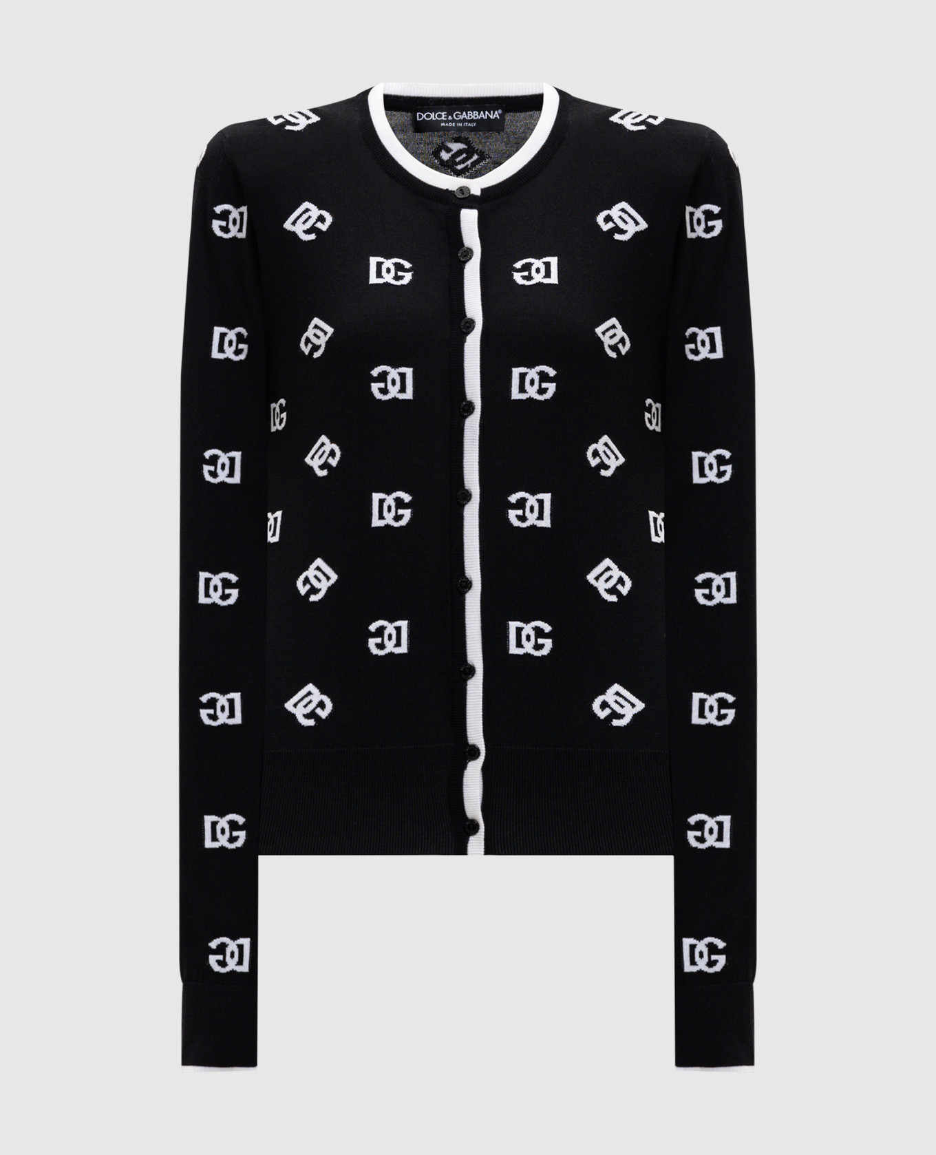 

Черный кардиган из шерсти в узоре DG, Кардиганы