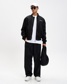 Off-White Чорний бомбер з логотипом 44MEH05EC9F002