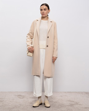 Peserico Бежеве пальто з вовною та кашеміром S20174E03195