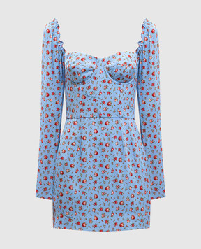 Dolce&Gabbana Блакитна сукня із шовком в принт F60HVTFSA79