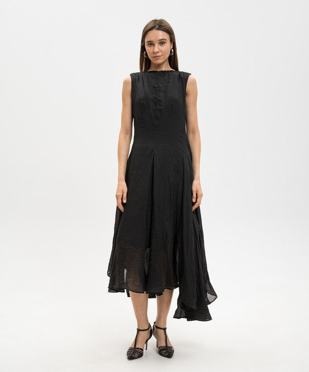 Marc Le Bihan Чорна сукня з рамі з ефектом жатки 2177 зображення 3