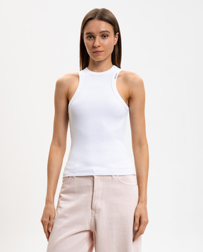 Dondup Белый топ в рубке с логотипом DS071JS0314DXXX