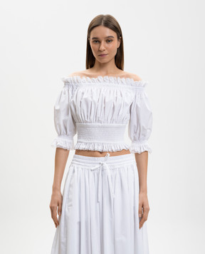 Dolce&Gabbana Білий топ з драпіруванням F7BG4TFU61A