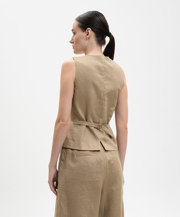 Max Mara Коричневый жилет CARNET из льна MSTCARNET изображение 4