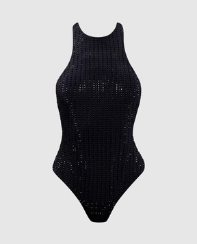 Venuja Черный купальник MALIBU с кристаллами OP005A