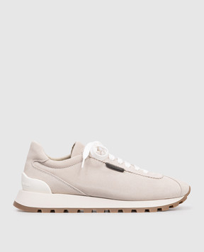 Brunello Cucinelli Сірі замшеі кросівки з ланцюжком моніль MZSFG2110