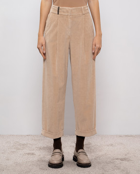 Peserico Бежеві вельветові штани P04831T303642