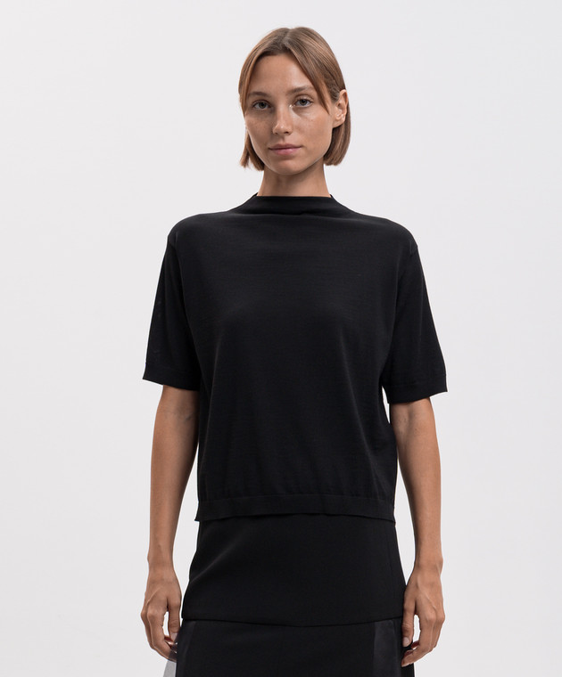 Jil Sander Черная футболка из шерсти J02GC0158J14857 изображение 3