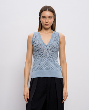 Ermanno Scervino Блакитний топ з кристалами D485L318CTYLE