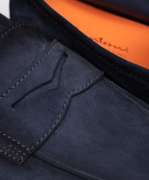 Santoni Сині лофери з нубуку з ефектом градієнта MCNG19298SI6SEAA зображення 5