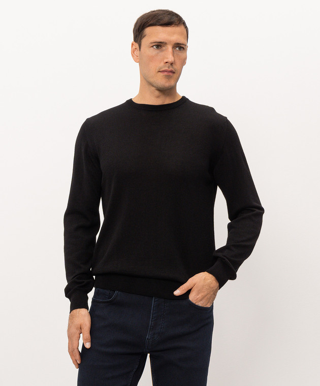 Cashmere&Whiskey Чорний джемпер з вовни, шовку та кашеміру 472 зображення 3