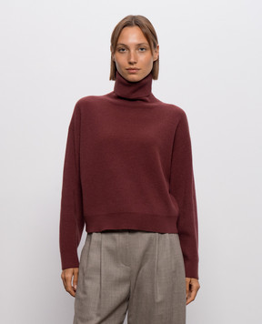 Brunello Cucinelli Бордовый свитер из шерсти, кашемира и шелка M16129313P