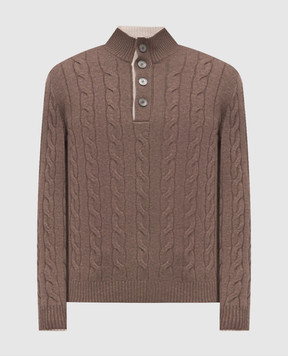 Enrico Mandelli Коричневый свитер из кашемира в фактурный узор 2K079A5273