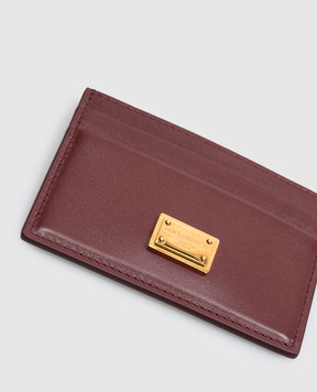 Dolce&Gabbana Бордовый кожаный картхолдер с пластиной логотипа BI0330A9S25