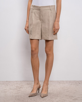 Brunello Cucinelli Бежеві шорти з льону з ланцюжком моніль MH527P8923