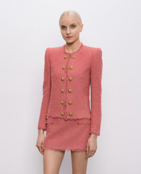 Balmain Рожевий твідовий жакет з вовною GF0SM508WD60