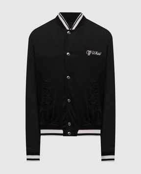 Off-White Чорний бомбер з логотипом 44MEH05FC9F001