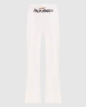 Palm Angels Белые спортивные брюки клеш с контрастным логотипом PWCH029S26FLE002