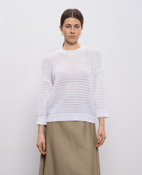 Peserico Білий ажурний джемпер з паєтками S99121F0509110