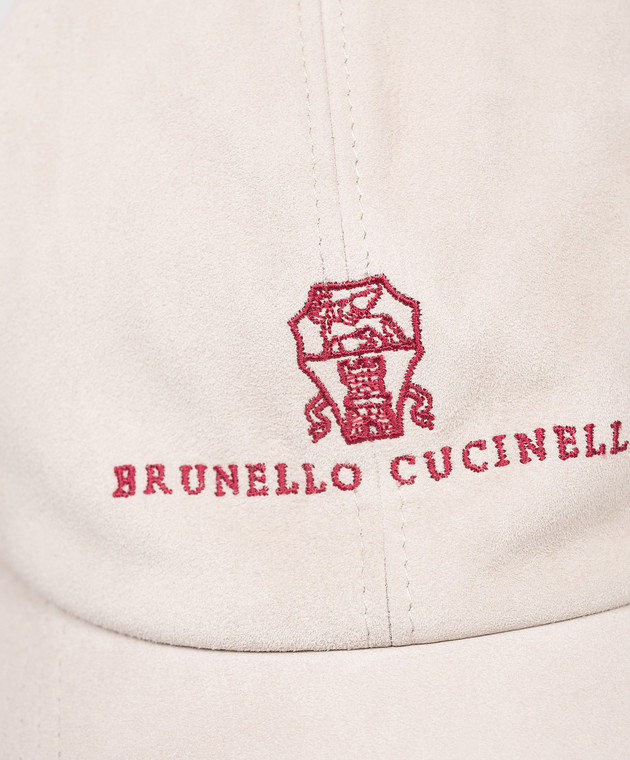 Brunello Cucinelli Серая замшевая кепка с вышивкой логотипа MPCLF9850 изображение 4