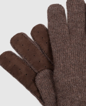 Brunello Cucinelli Коричневые перчатки из кашемира и замши M2292118