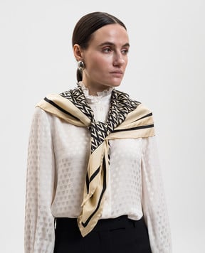 Valentino Бежева хустка із шовку Toute La V 8W2EI114SHT