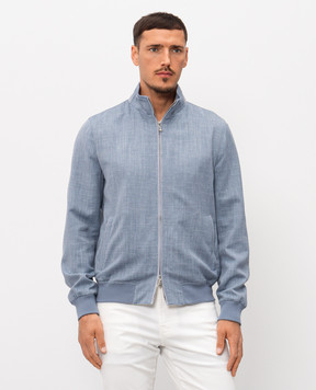 Enrico Mandelli Блакитна куртка з вовни, шовку та льону 3T501B6020