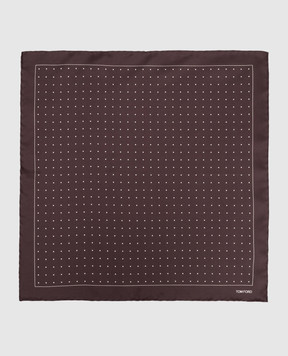 Tom Ford Коричнева хустка-паше із шовку в горох SPR001S0213