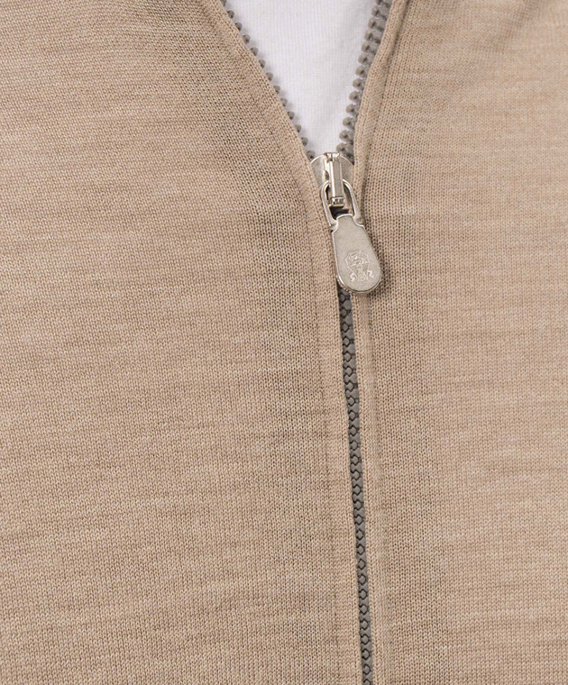 Brunello Cucinelli Бежевый кардиган из шерсти и кашемира на молнии M2400106 изображение 5